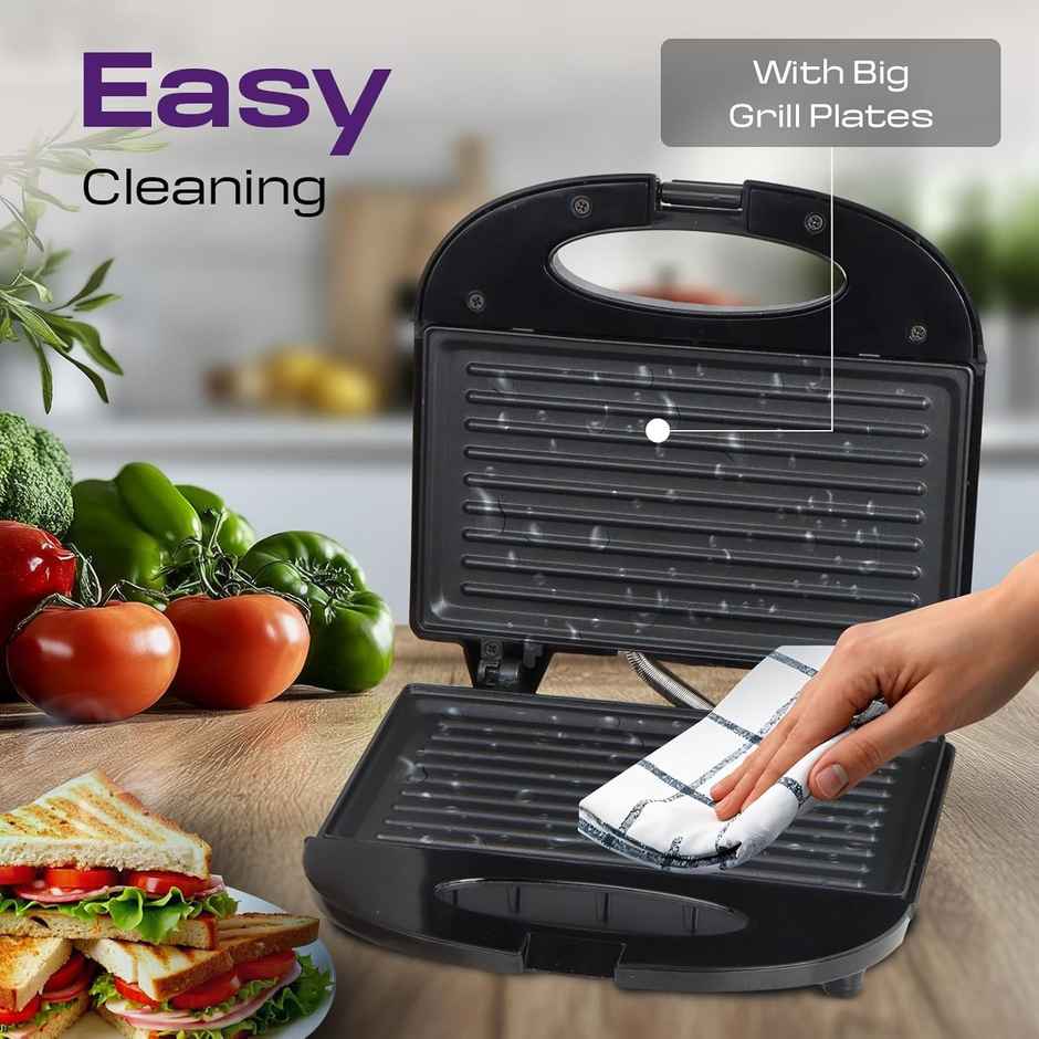 Milton Express 800 Watt Electric Grill Sandwich Maker | Black