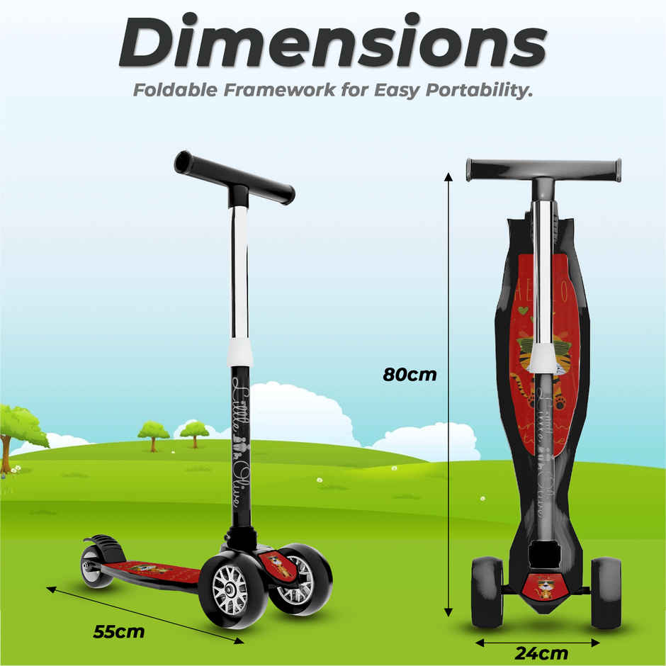 Little Olive Tikes Adjustable Scooter with Wide Brakes, Foldable, for Kids (3-7 Years, Black)