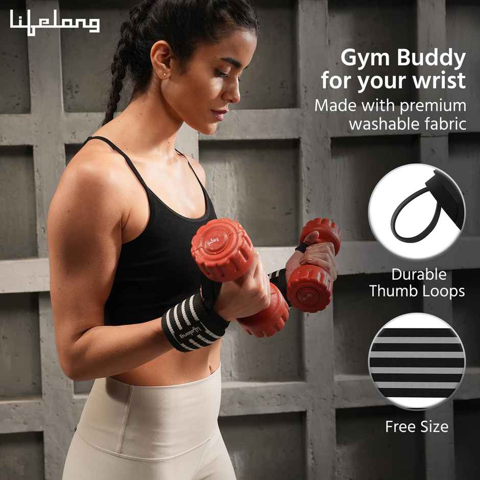 Lifelong Wrist Supporter Gym Workout Band | Grey and Black