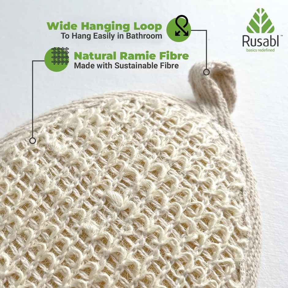 Rusabl Loofah with Natural Ramie Fibers - Oval - 2 Pack