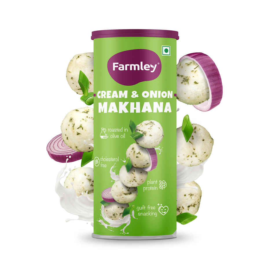 Farmley Cream & Onion  Makhana Roasted In Olive Oil Healthy Snacks