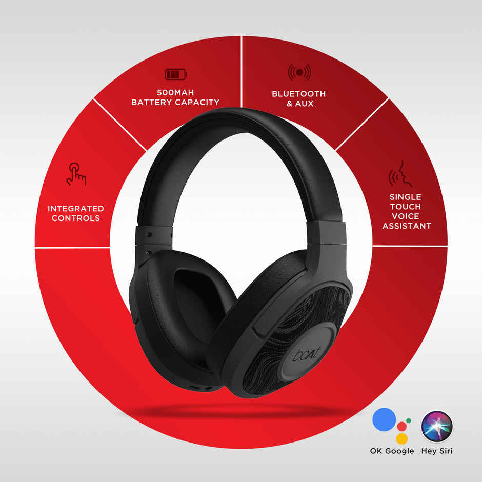 boAt Rockerz 558 Over Ear BT Headphones w/ 20H Playback, 50mm Drivers & BTv5.0 | Black