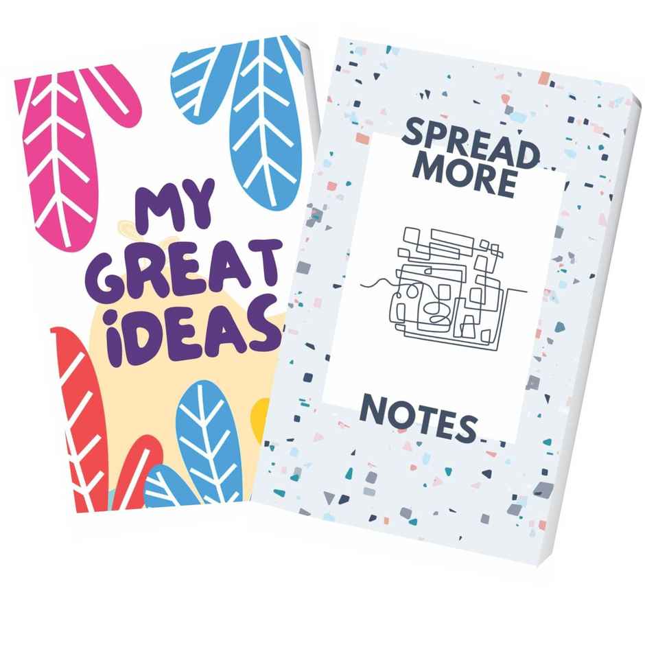 Journo By Drawguud Pack Of 2 70 Gsm A5 Notebook : Ruled 120 Pages(Spread More Notes/My Great Ideas)