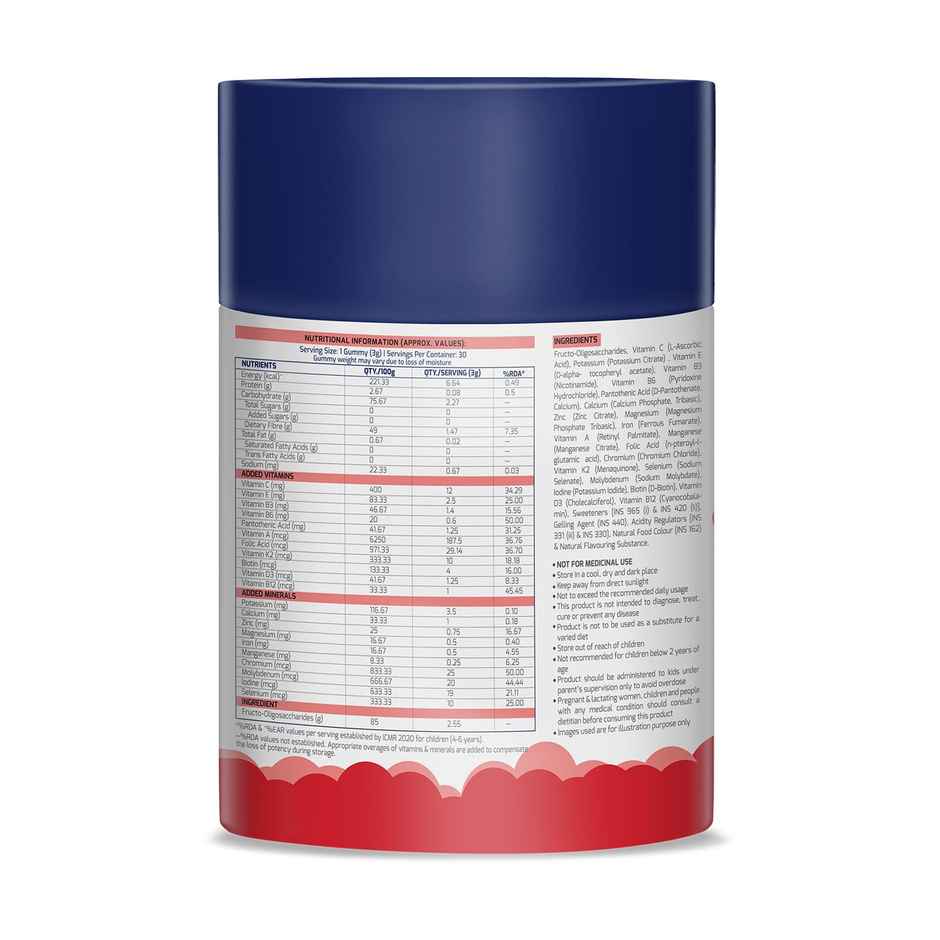 Gritzo Super Gummies, Multivitamin For Kids (Natural Strawberry Flavour, 30 Gummies)