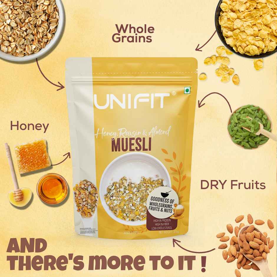 Unifit Honey Raisin Almond Muesli | Crunchy and Nutritious