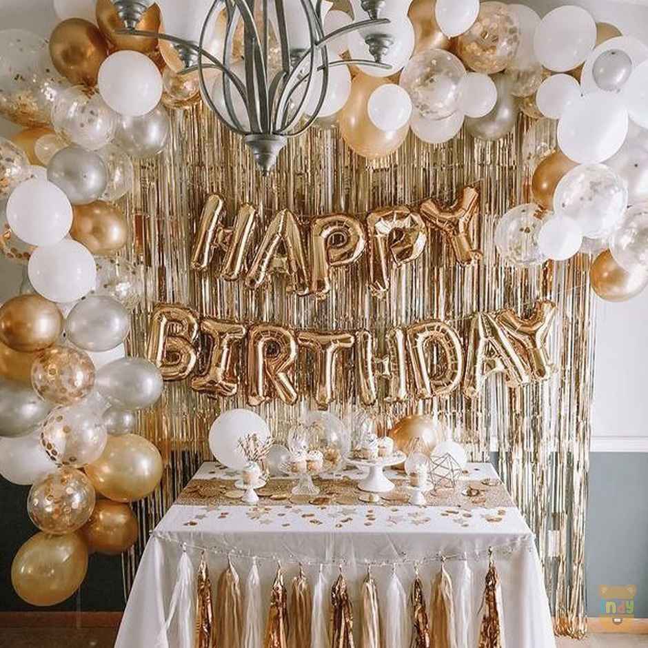 Just Party Happy Birthday Gold Foil Backdrop Decoration Kit