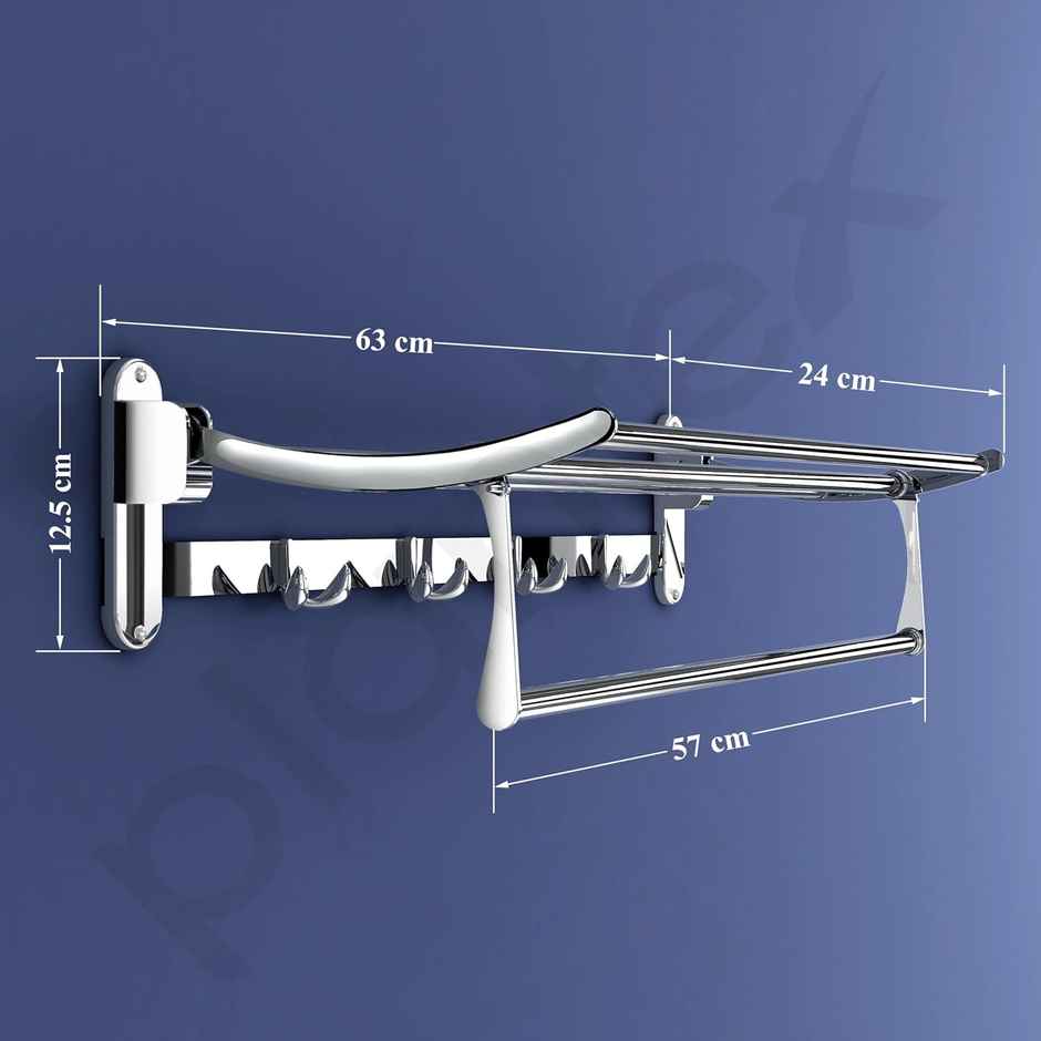 Plantex Stainless Steel Folding Towel Rack for Bathroom - 24 Inch, Chrome Finish