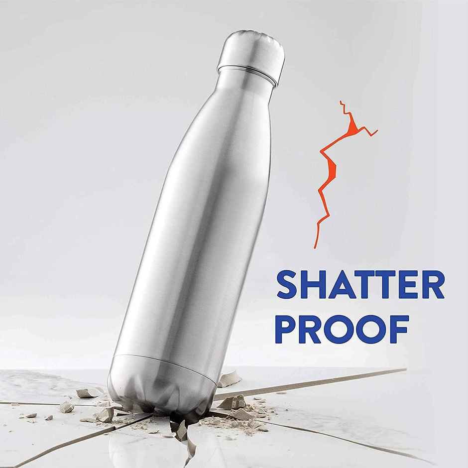 Kuber Industries Insulated Stainless Steel Water Bottle, Keeps Hot and Cold | 1 L | Silver