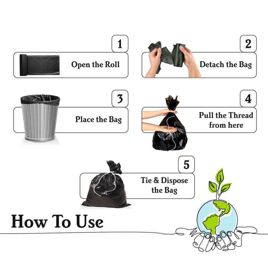 Smart One Garbage Bag Roll Black - Medium - 19 x 21 Inch