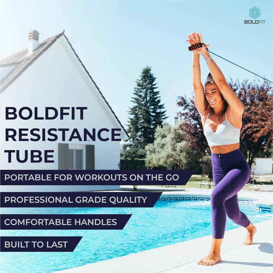 Boldfit Resistance Tube Green 25 kg| Heavy-duty Green Resistance Tube for Strength Building