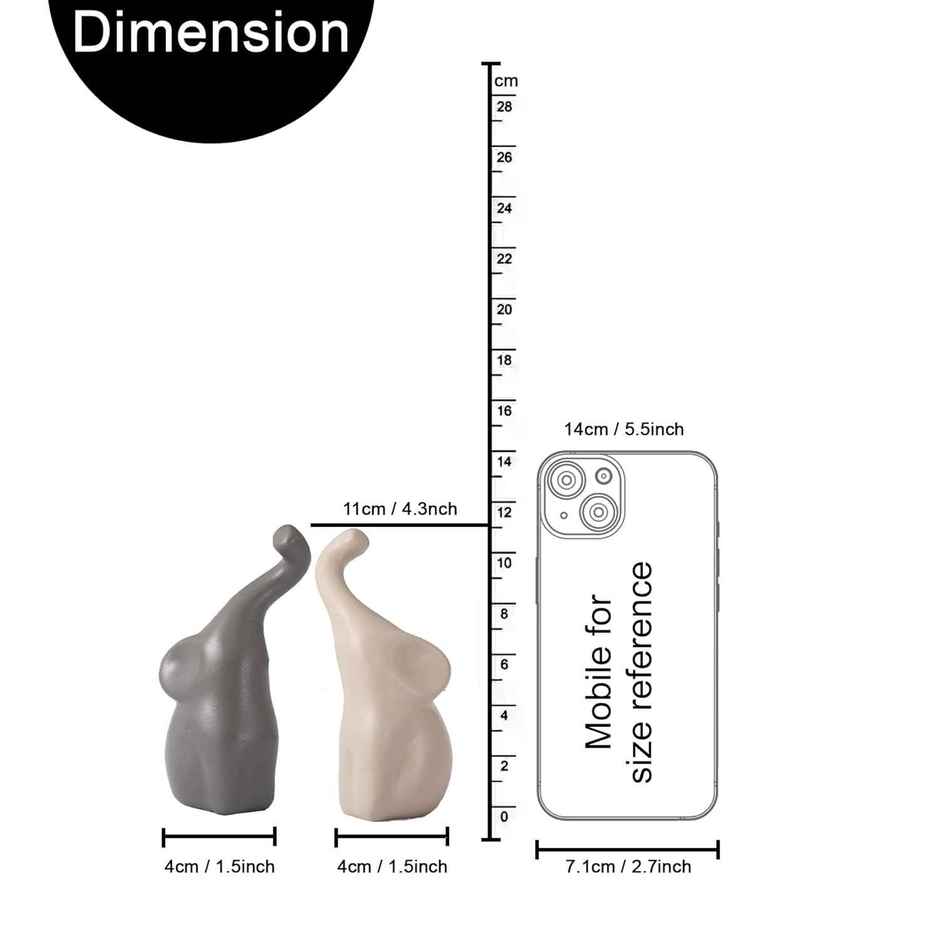 TIED RIBBONS Loving Elephant Showpiece | Grey & Off-White - 1.5 in x 4.3 in