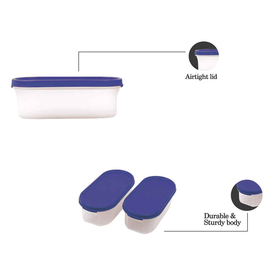 Cutting EDGE 525ml Plastic Modular Storage Containers|Microwave Safe |BPA Free |Set of 6 |Dark Blue