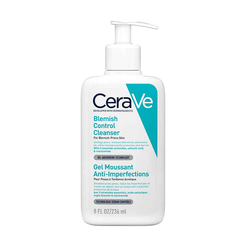 CeraVe Blemish Control Cleanser Face Wash With 2% Salicylic Acid & Niacinamide For Acne-Prone Skin