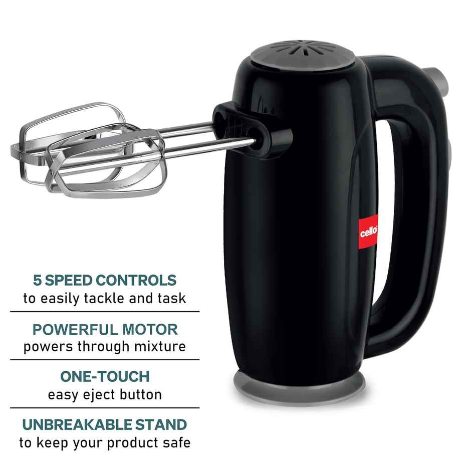 Cello Besto Hand Beater | 5 Variable Speed Controls | (300W Powerful Motor With Body) | Black
