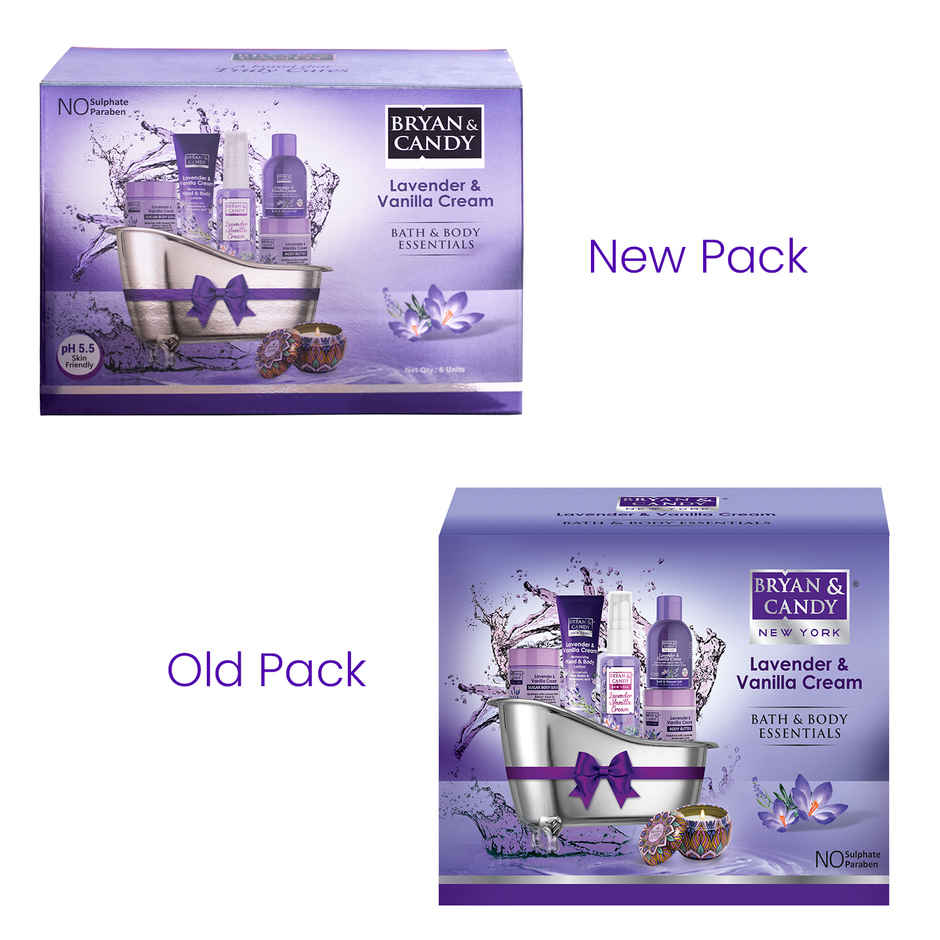 Bryan & Candy Lavender & Vanilla Cream Bath Tub Essentials Gift Set