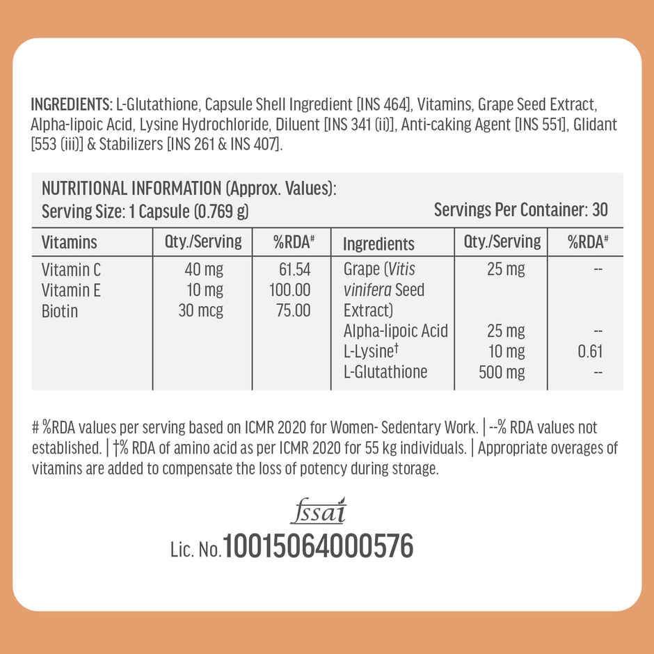 Healthkart HK Vitals Glutathione 500mg Capsule