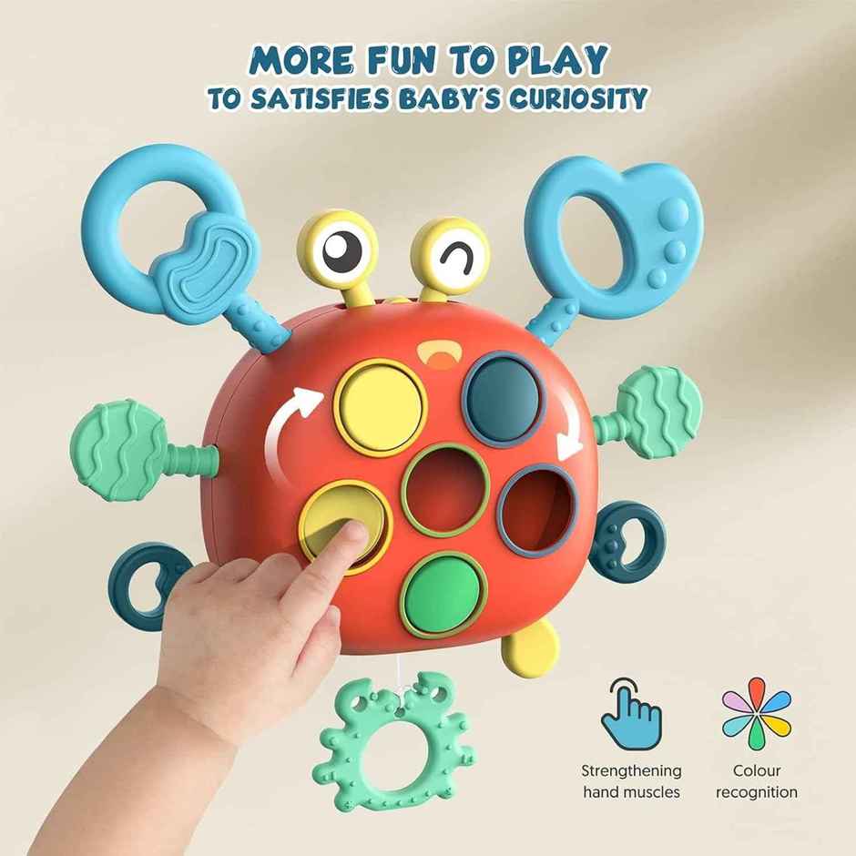 Kidology Crab Baby Pull String Montessori Toys for 6 Months, Sensory Toys for Toddlers,1 2 Year