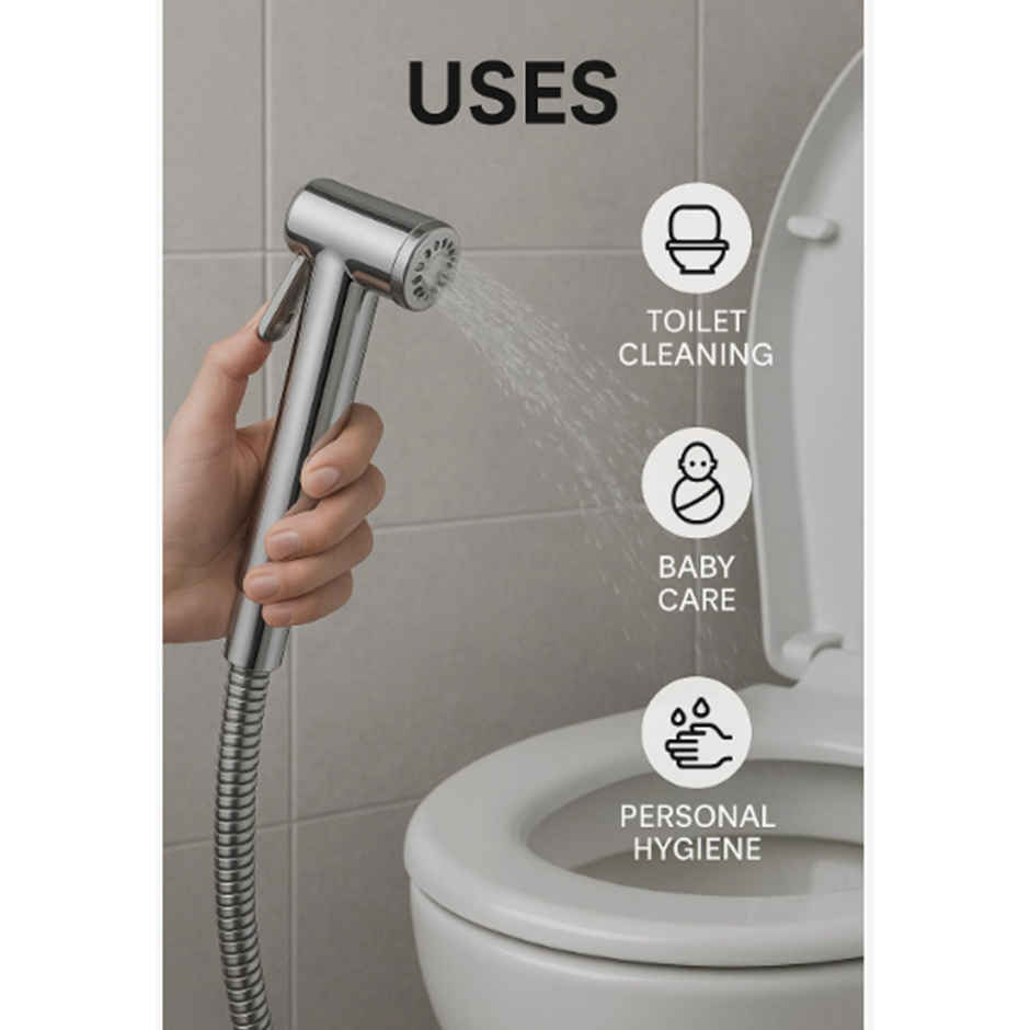 Agmeco ABS Health Faucet Conti with 1 mtr. SS-CP Tube and ABS Chrome Plated Wall Mounting Bracket