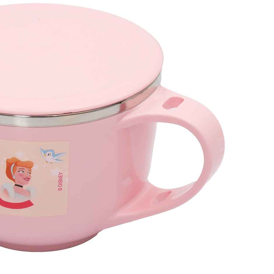 Jaypee Plus Stainless Steel Disney Princess Souptok Prime Soup & Noodles Bowl With Lid Spoon, Pink