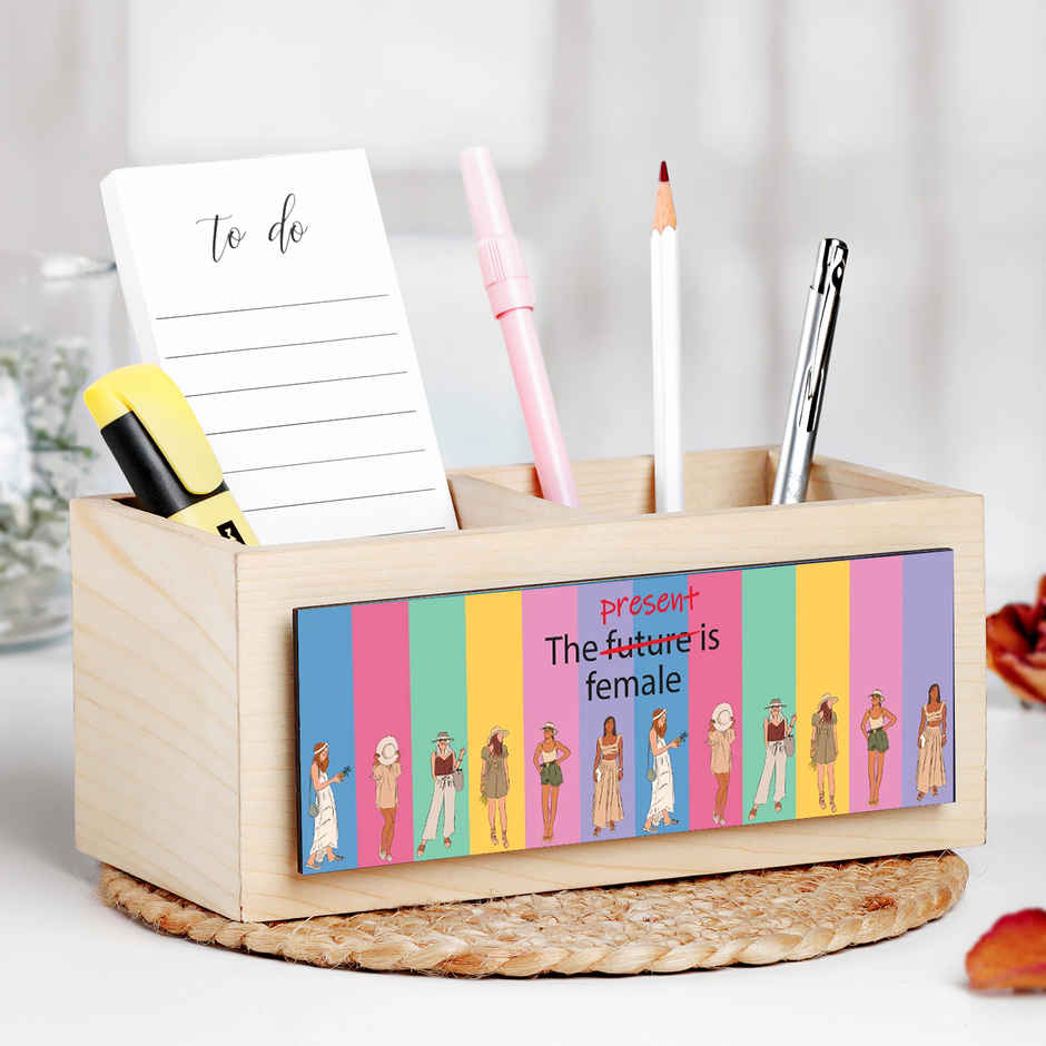 Premium Dual Section Wooden Desk Organizer | FNP