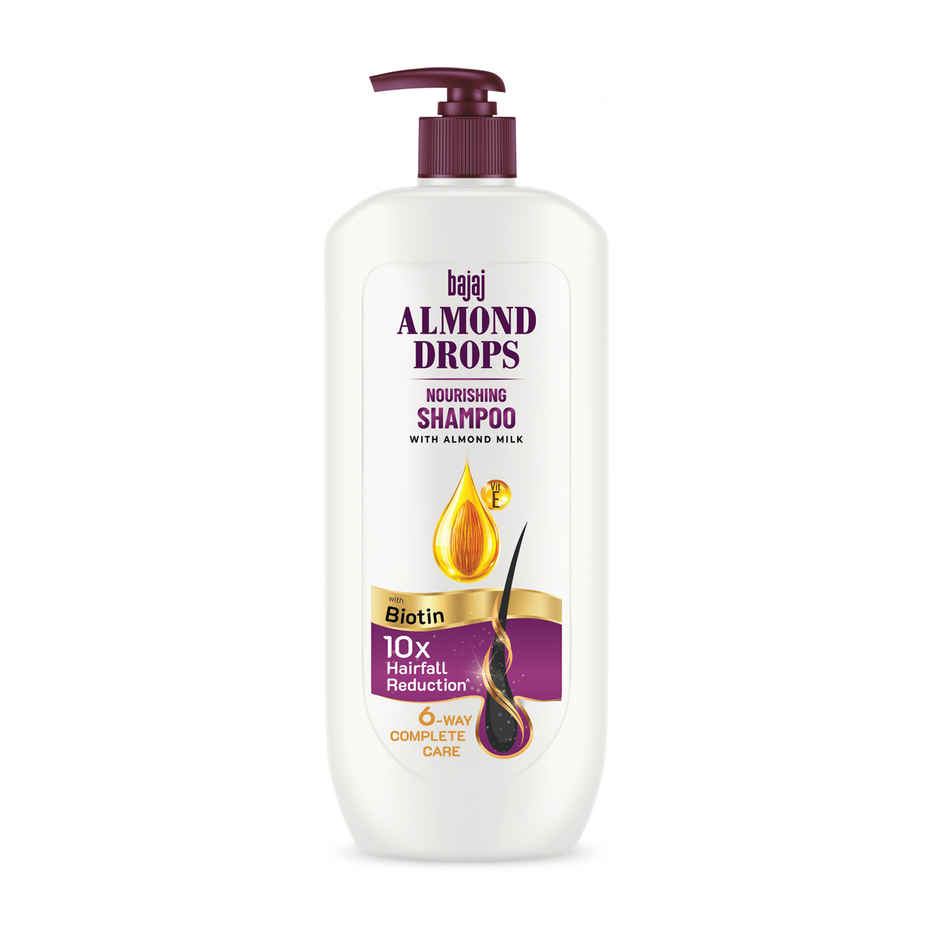 Bajaj Almond Drops Nourishing Shampoo with Almond Milk, Vitamin E & Biotin | For Soft, Shiny Hair