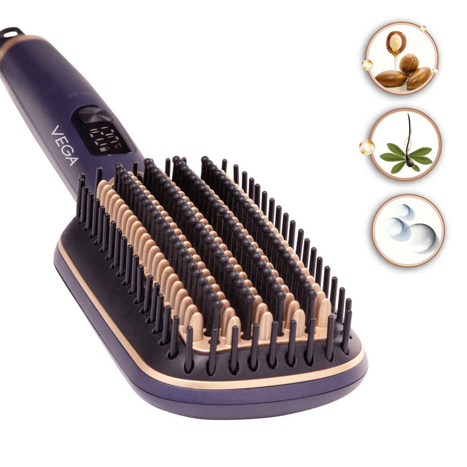 Vega Litstyle L1 Hair Straightener Brush with Up to 12 Hrs Straightening Effect, (VHSB-06)