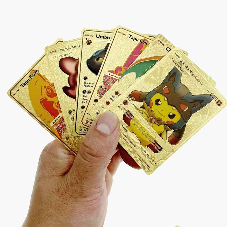 Awestuffs Pokemon Gold Foil Card Assorted Cards TCG Deck Box V Series Cards