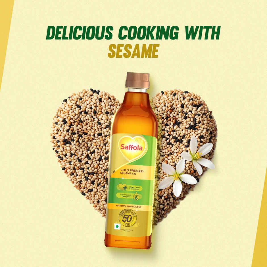 Saffola Sesame (Til-Gingelly) Cold Pressed Oil | 100% Cold Pressed Sesame Seed Oil | Helps Lower Cholesterol