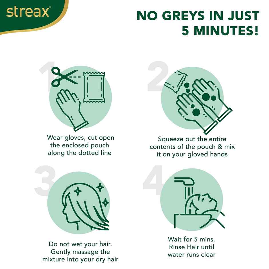 Streax Insta Shampoo Hair Colour for Women and Men- Dark Brown |100% grey coverage in 5 mins