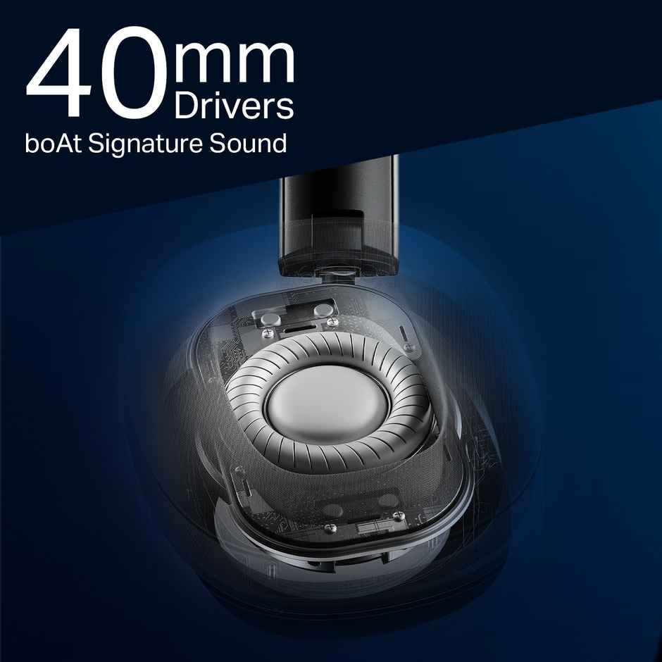 boAt Rockerz Plus 550 ANC, 40dB Hybrid ANC, 80Hrs Playback, Beast Mode, 40mm Drivers | Cosmic Black