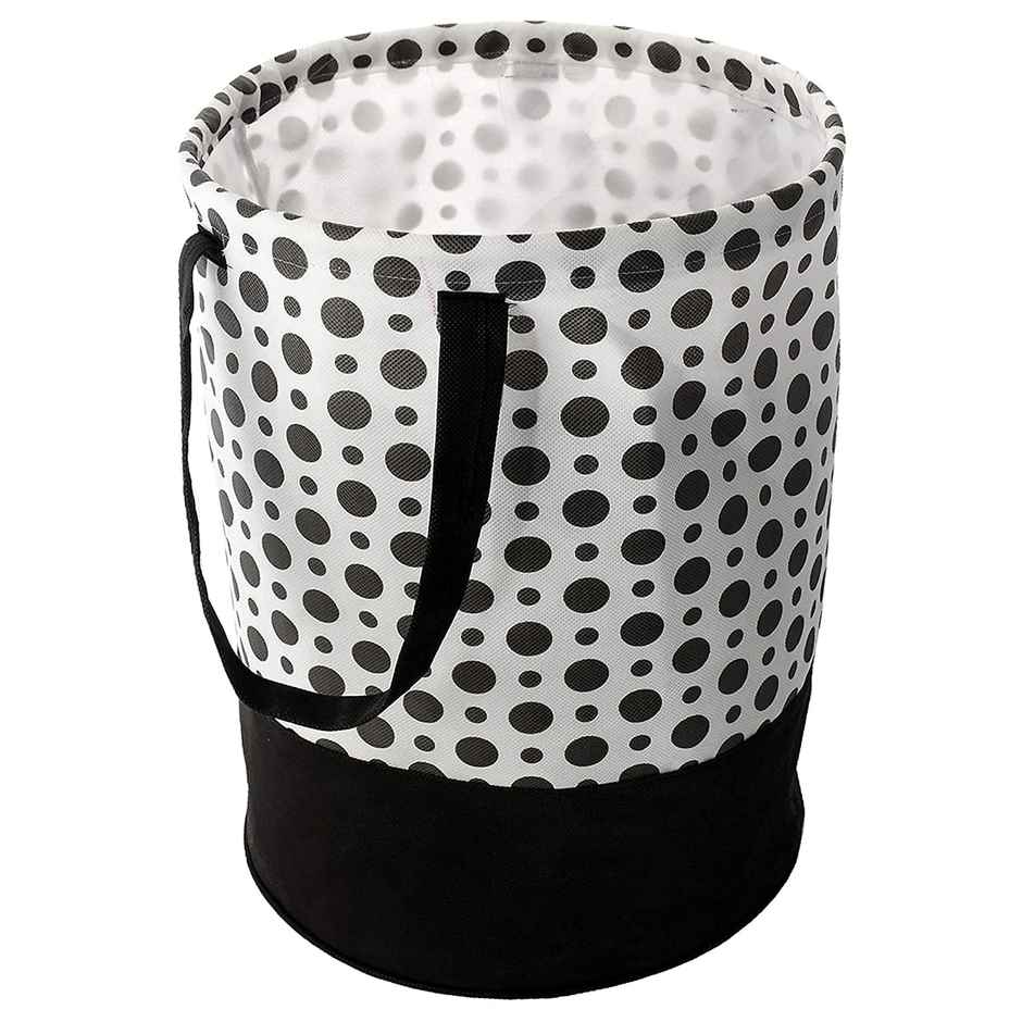 Perpetual Waterproof Laundry Cloth Basket, 45L, Foldable with Handle (Polka Lb)