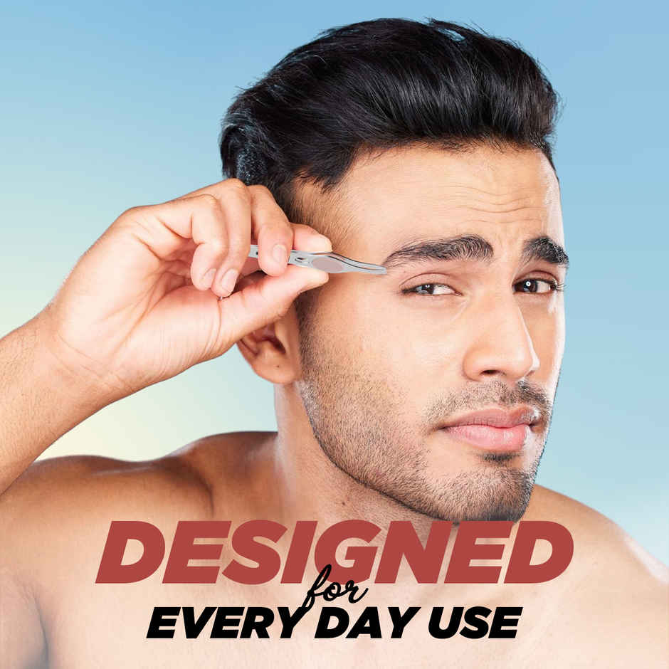 Vega Tweezer with Stainless Steel Square Tip, Rubber Grip for Women & Men (TW-04)