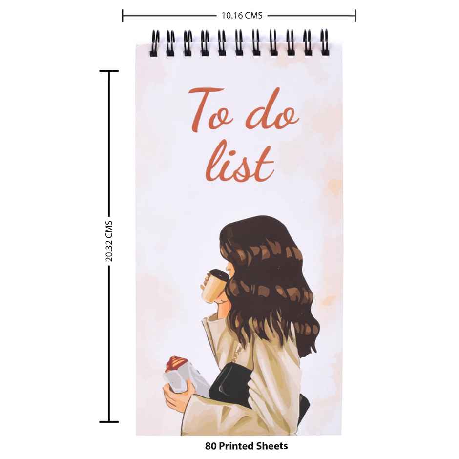 Papboo To-Do List With 80 Planing Pages 4*8 Inches, 70 Gsm Paper - Coffee Girl