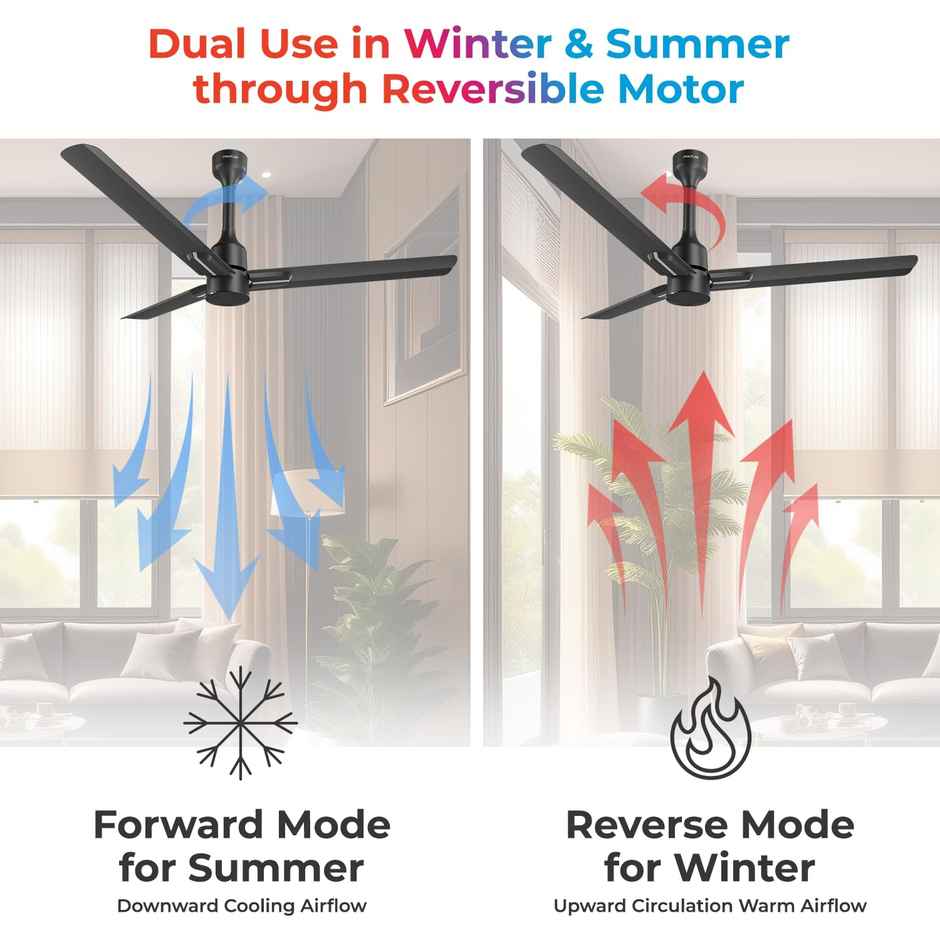 Polycab Wizzy Neo BLDC Ceiling fan,1200mm,Remote Control,5-Star,100% Copper,Black & Silver