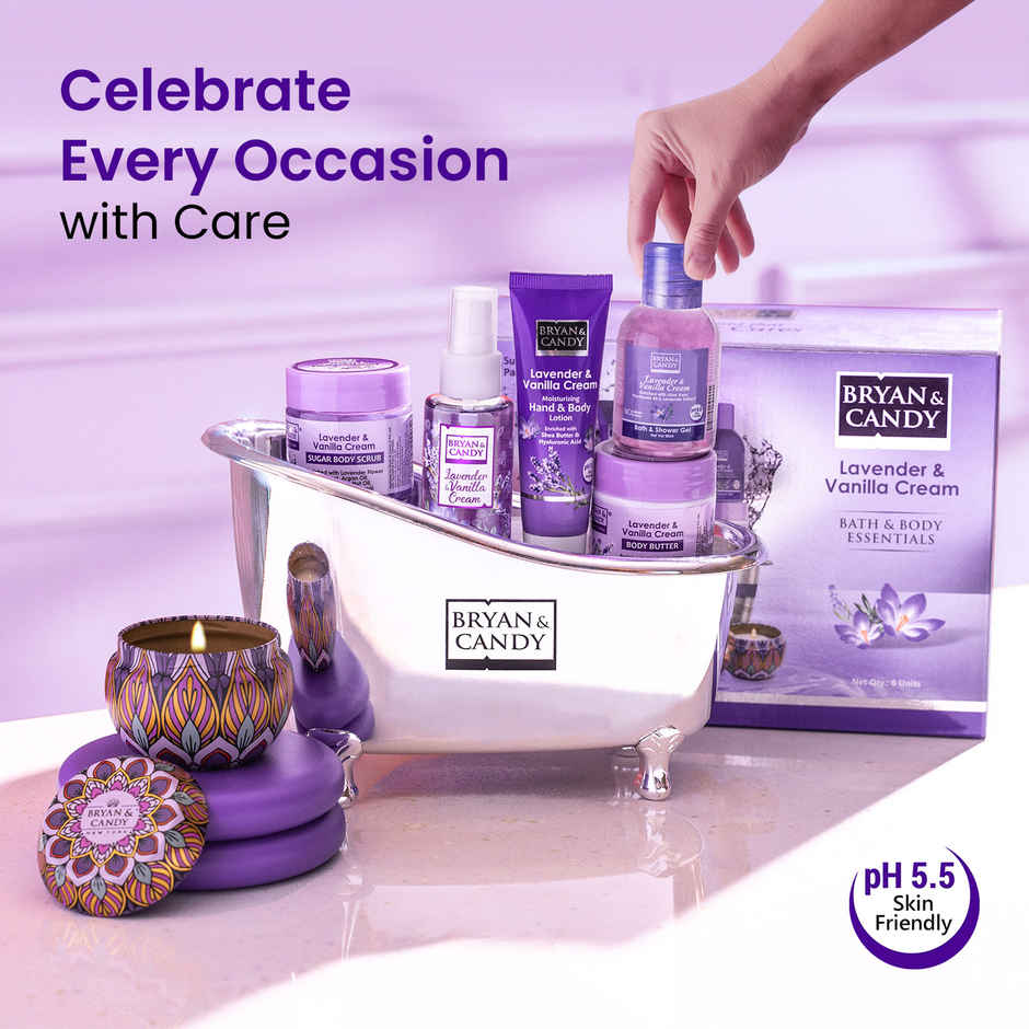Bryan & Candy Lavender & Vanilla Cream Bath Tub Essentials Gift Set