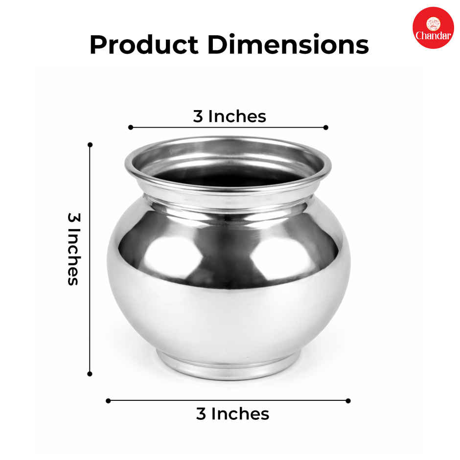 Silver Polished Pooja Lota / Kalash | 300 ml | Chandar