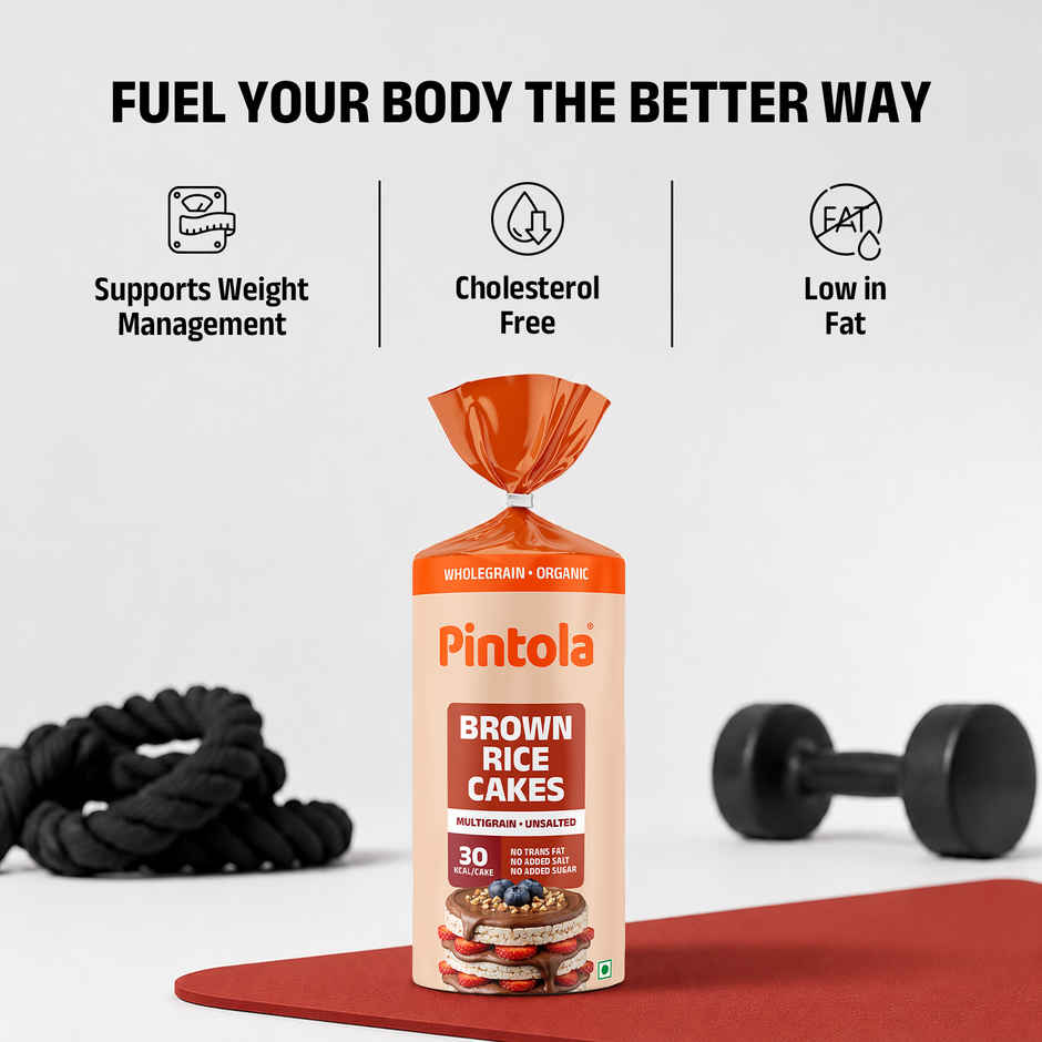 Pintola Organic Wholegrain Brown Rice Cakes Multigrain | Snack Essential