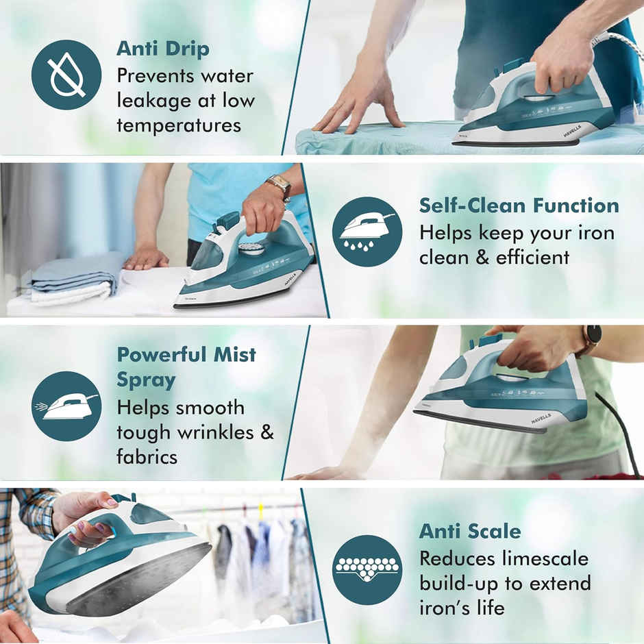 Havells Ventura 2000 Watt Steam Iron with Self Cleaning Function|Vertical & Horizontal Ironing