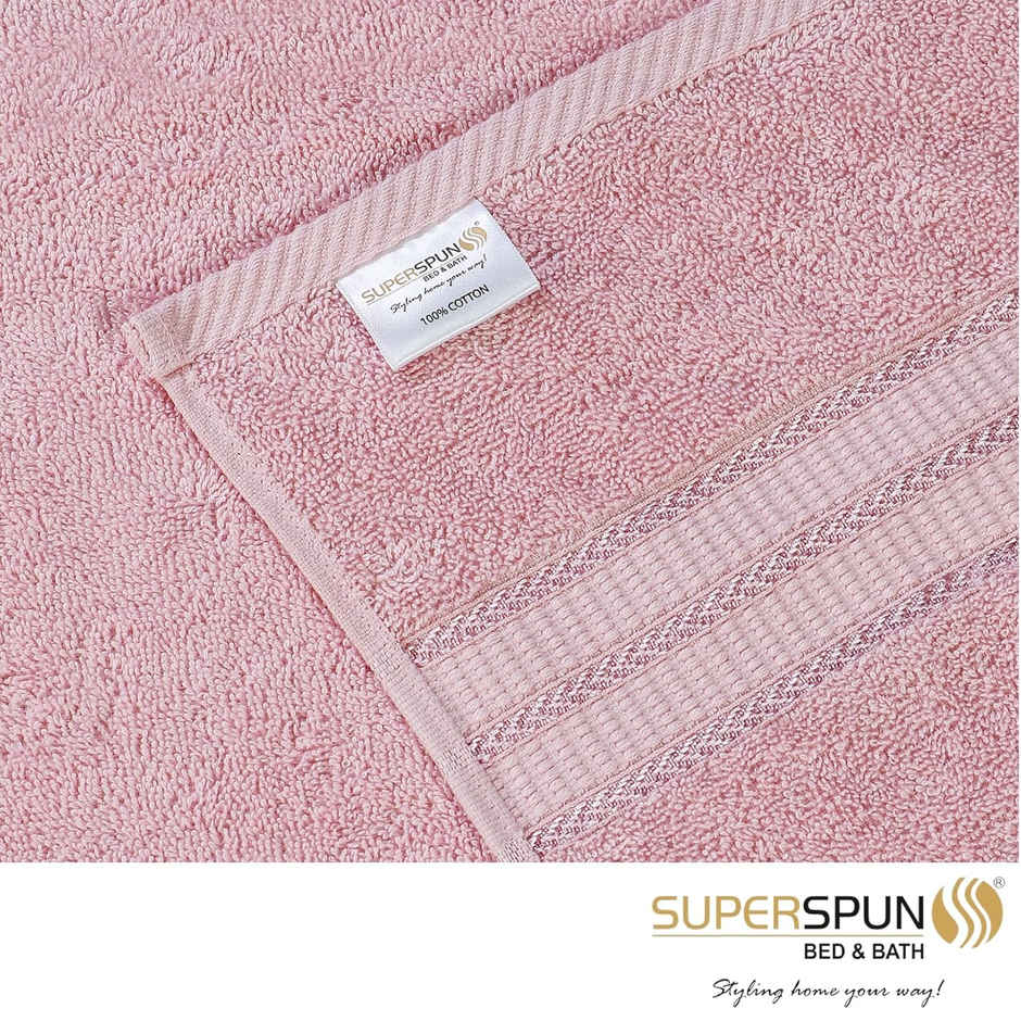 Superspun 100% Cotton- 420 Gsm- Vodre- Two Piece Set- Bath Towel- Size:70 x 140 - Pink & Cream
