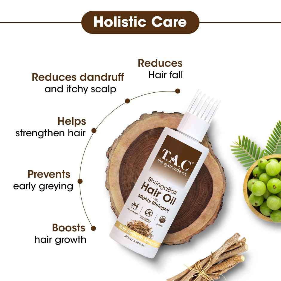 TAC Bhringabali Hair Oil for Hairfall Control & Hair Growth with Amla, Sulphate Free