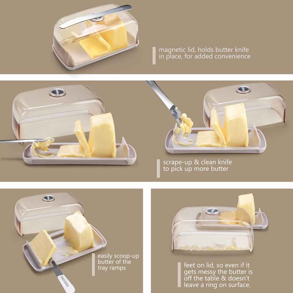 Nayasa Smart Butter Dish | Elegant & Durable Plastic Butter Container with Lid | Brown