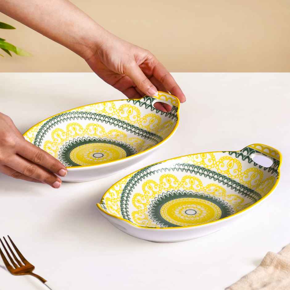 Nestasia Mandala Long Dish - Yellow