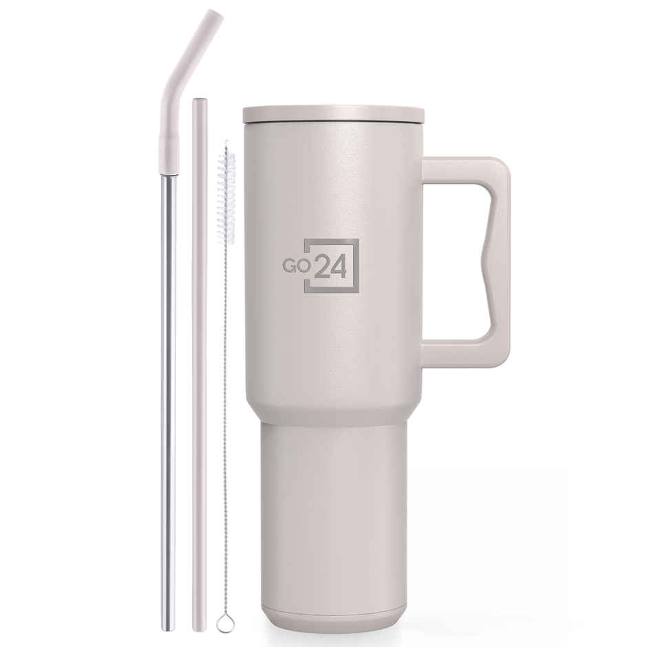 Go24 Stanzy Tumbler with Straw | 3-Layer Insulation | Leakproof | Dual Straw
