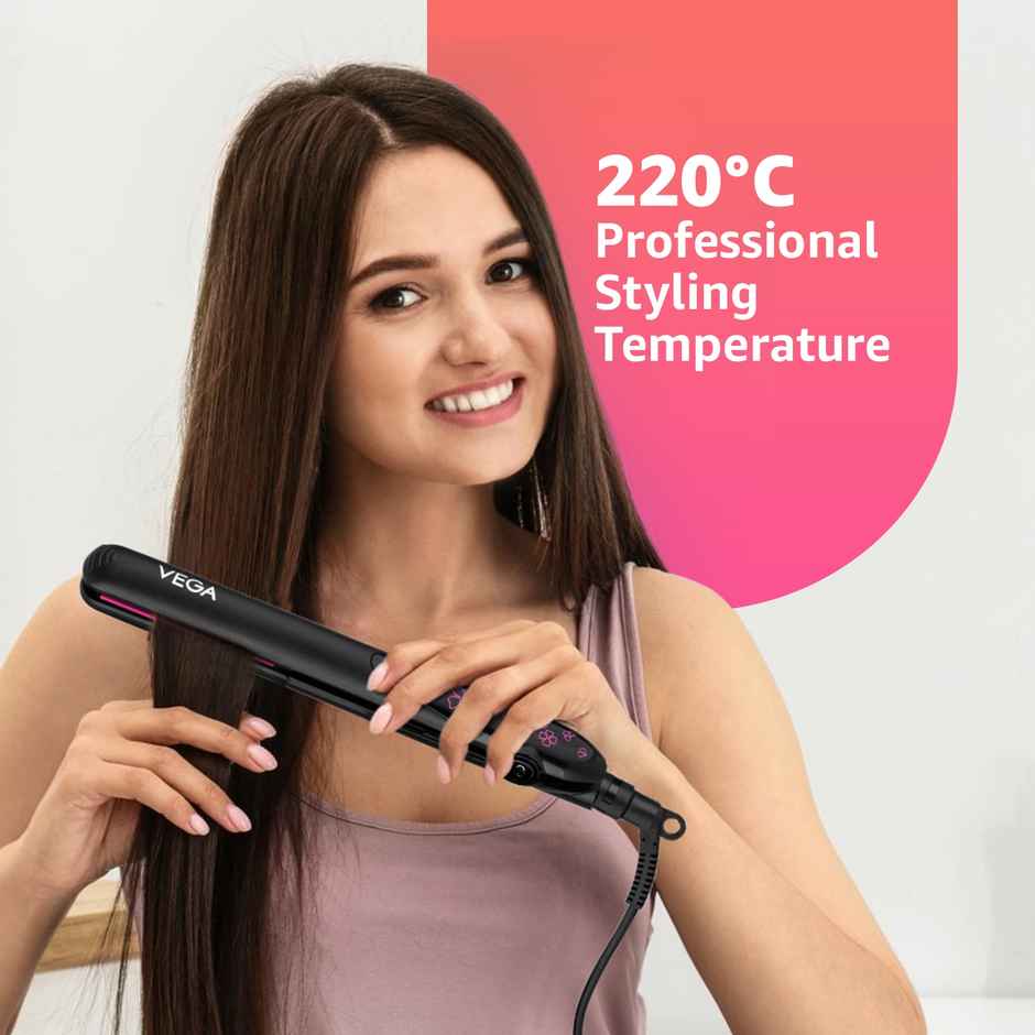 Vega Adore Hair Straightener for Women with Ceramic Plates & Fast Heat, 1 Year Warranty, (VHSH-18)