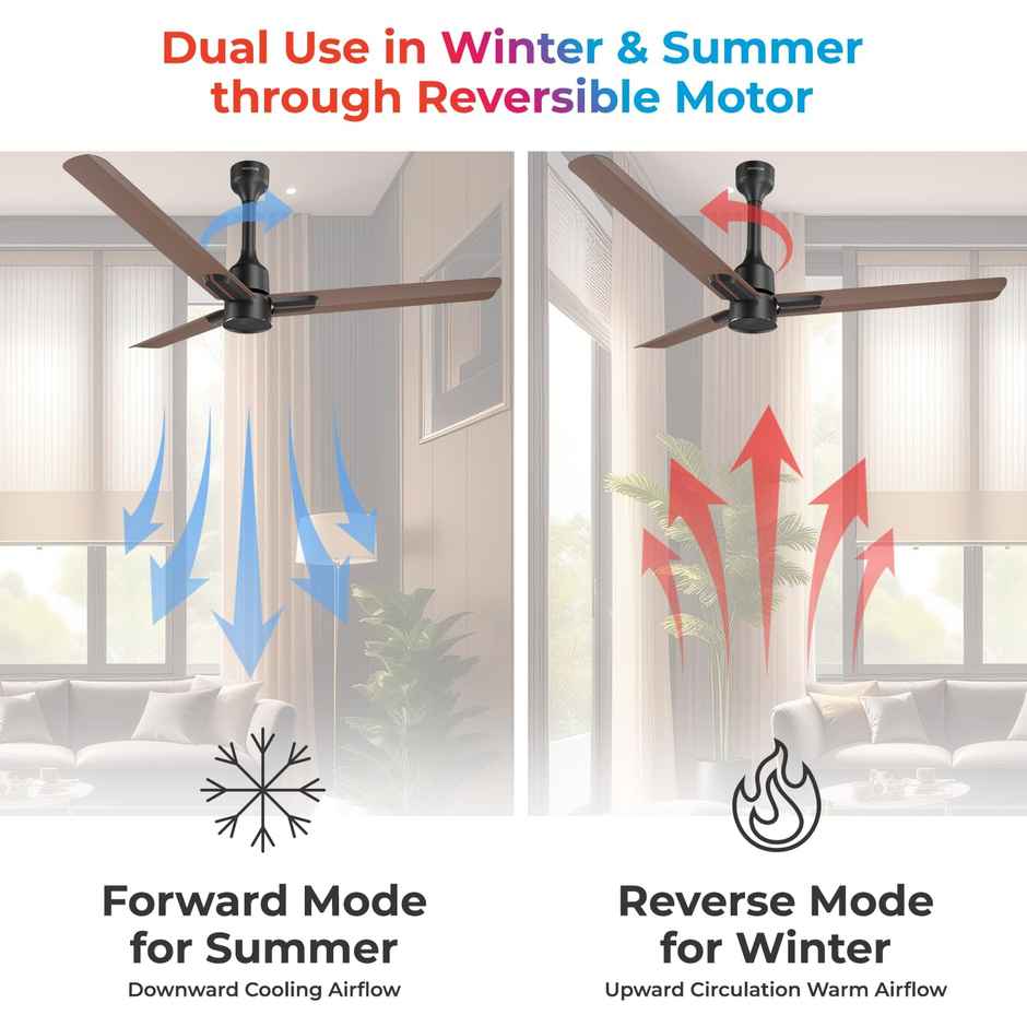 Polycab Wizzy Neo BLDC Ceiling fan,1200mm,Remote Control,100% Copper,6 Speed Setting,Copper Brown