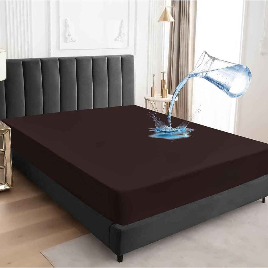 BAY6 Brown Terry Cotton 220 GSM Waterproof Mattress Protector For King Size Bed
