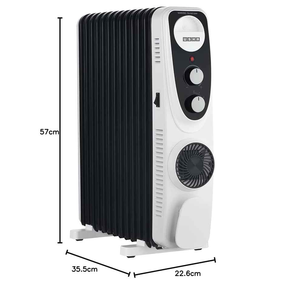 USHA 4209 FU PTC U Shaped 9 Fin Oil Filled Radiator Room Heater | Black - 2700 Watts