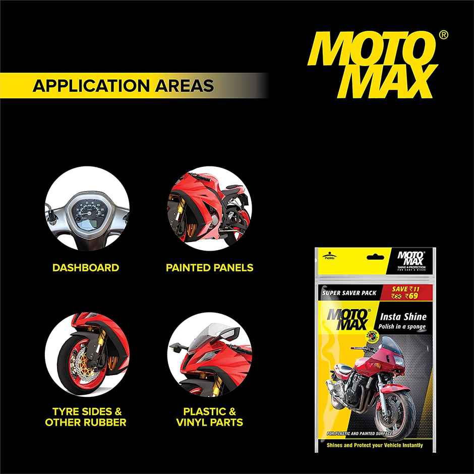 Motomax Instashine Sponge 4 in 1 Zipper Pouch for Paint & Exterior Care for Car, Bikes