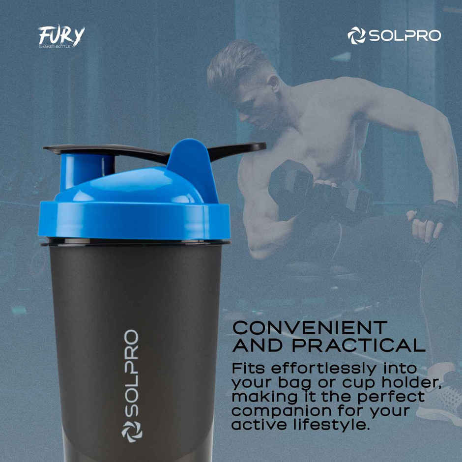 Solpro Fury Shaker Bottle | Gym Shaker | Bpa Free | 450 ml | Blue