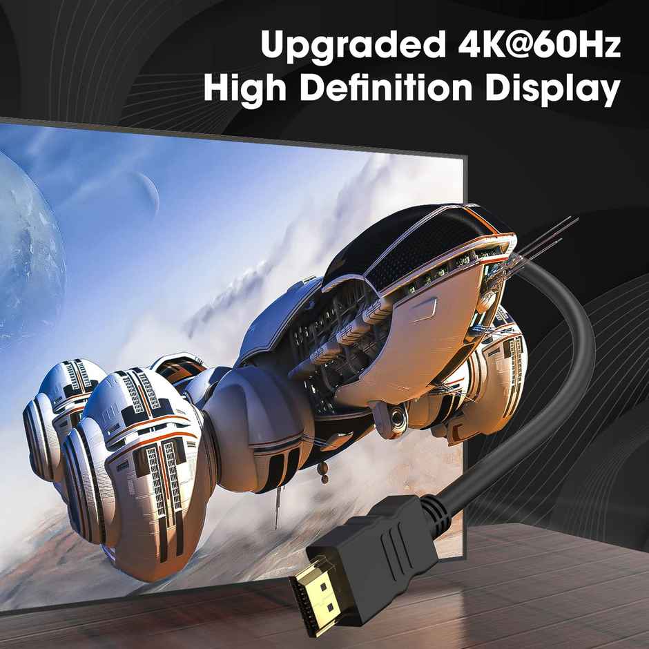 Sounce 3 Meter High-Speed HDMI Cable - Hdmi Arc Enabled | 64 Gbps | 4K 120Hz | 1080P 240Hz | Strong & Durable | Supports Up To 32 Audio Channels | Gold Plated | 3Meter - Black